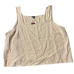 EXPRESS Women's Linen Tank Top Square Neck Beige XL